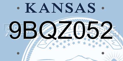 9BQZ052 Kansas License Plate