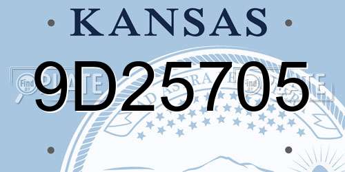9D25705 Kansas License Plate