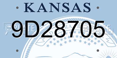 9D28705 Kansas License Plate