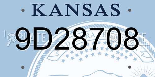 9D28708 Kansas License Plate