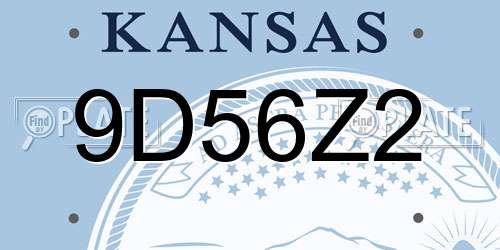 9D56Z2 Kansas License Plate