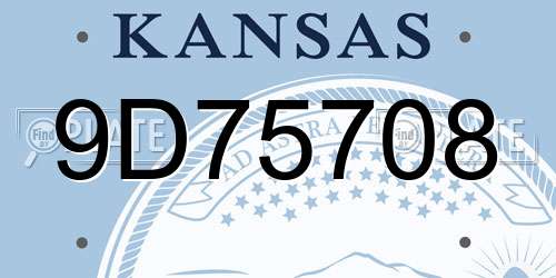 9D75708 Kansas License Plate