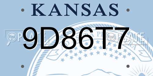 9D86T7 Kansas License Plate
