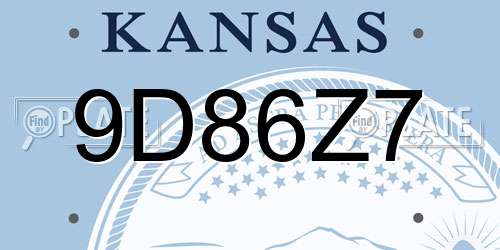 9D86Z7 Kansas License Plate