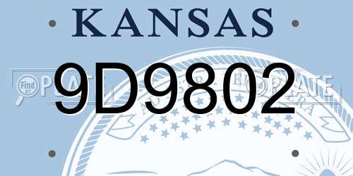 9D9802 Kansas License Plate