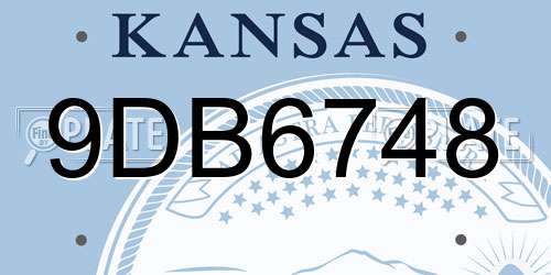 9DB6748 Kansas License Plate