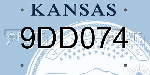 9DD074 Kansas License Plate