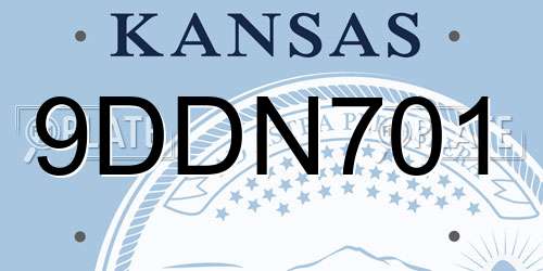 9DDN701 Kansas License Plate
