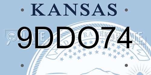 9DDO74 Kansas License Plate