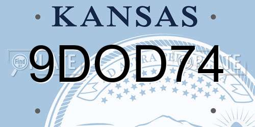 9DOD74 Kansas License Plate