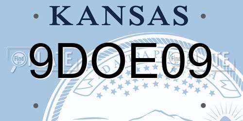 9DOE09 Kansas License Plate
