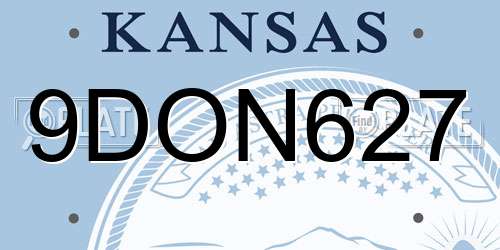 9DON627 Kansas License Plate