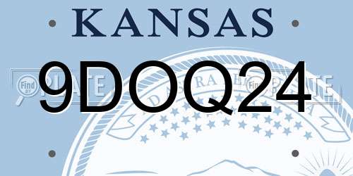 9DOQ24 Kansas License Plate