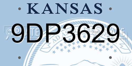9DP3629 Kansas License Plate