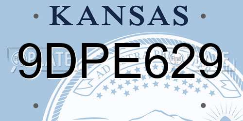 9DPE629 Kansas License Plate