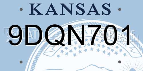 9DQN701 Kansas License Plate