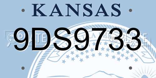 9DS9733 Kansas License Plate