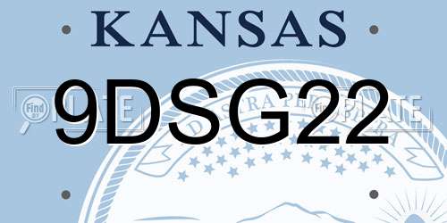9DSG22 Kansas License Plate