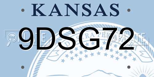9DSG72 Kansas License Plate