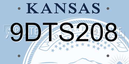 9DTS208 Kansas License Plate