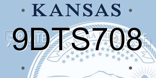 9DTS708 Kansas License Plate
