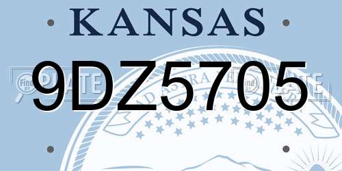 9DZ5705 Kansas License Plate