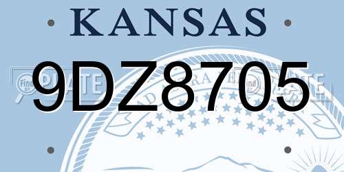 9DZ8705 Kansas License Plate
