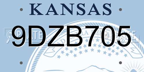 9DZB705 Kansas License Plate