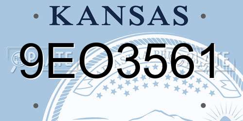 9EO3561 Kansas License Plate