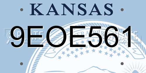 9EOE561 Kansas License Plate