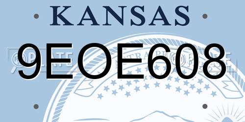 9EOE608 Kansas License Plate