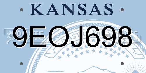 9EOJ698 Kansas License Plate