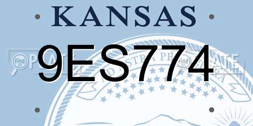 9ES774 Kansas License Plate