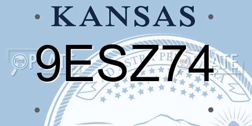 9ESZ74 Kansas License Plate