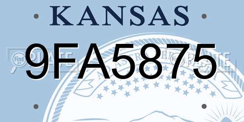 9FA5875 Kansas License Plate