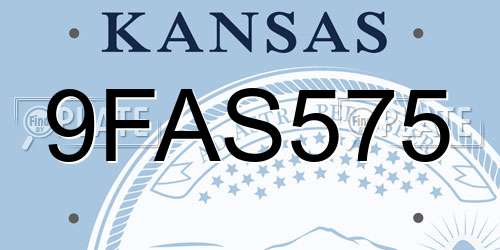 9FAS575 Kansas License Plate