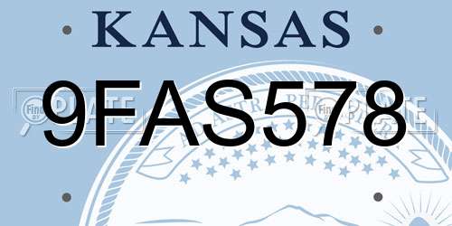 9FAS578 Kansas License Plate