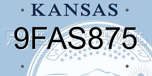 9FAS875 Kansas License Plate