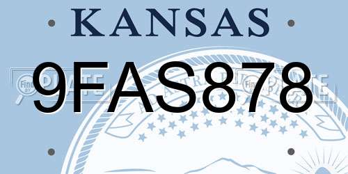 9FAS878 Kansas License Plate