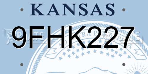9FHK227 Kansas License Plate