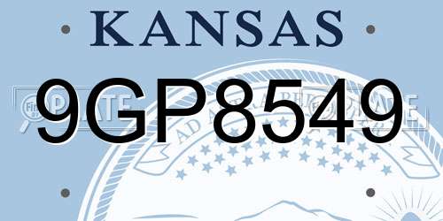 9GP8549 Kansas License Plate