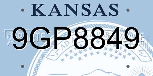 9GP8849 Kansas License Plate