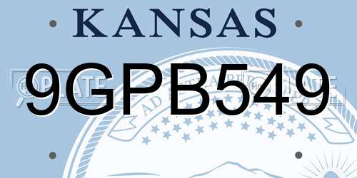 9GPB549 Kansas License Plate