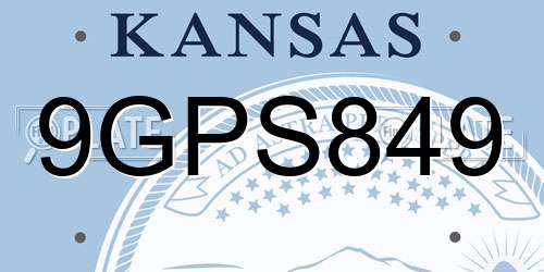 9GPS849 Kansas License Plate