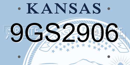 9GS2906 Kansas License Plate