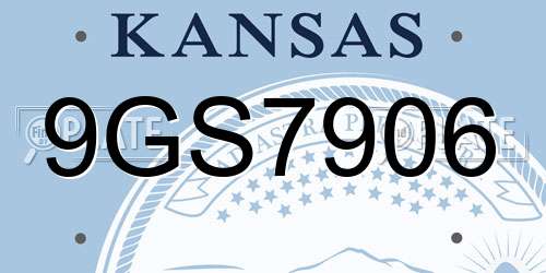 9GS7906 Kansas License Plate
