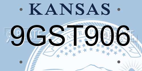 9GST906 Kansas License Plate