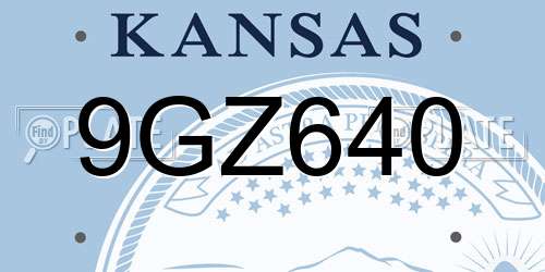 9GZ640 Kansas License Plate