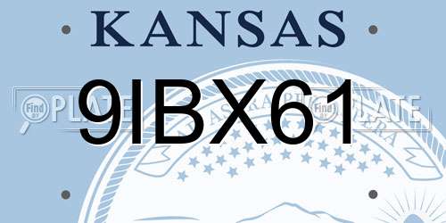 9IBX61 Kansas License Plate