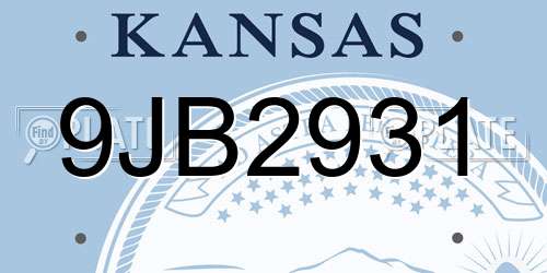 9JB2931 Kansas License Plate